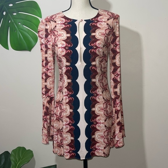 Free People Ossie Vibes Mini Dress in Pink Ivory size 6 - Picture 8 of 16